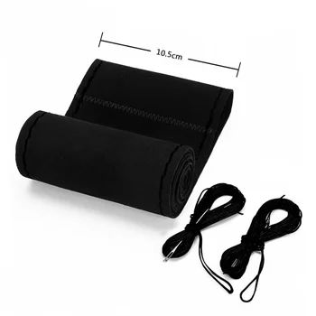 Accessori Auto: Coprivolante Universale 38cm in Pelle Scamosciata Intrecciata Antiscivolo per Protezione del Volante