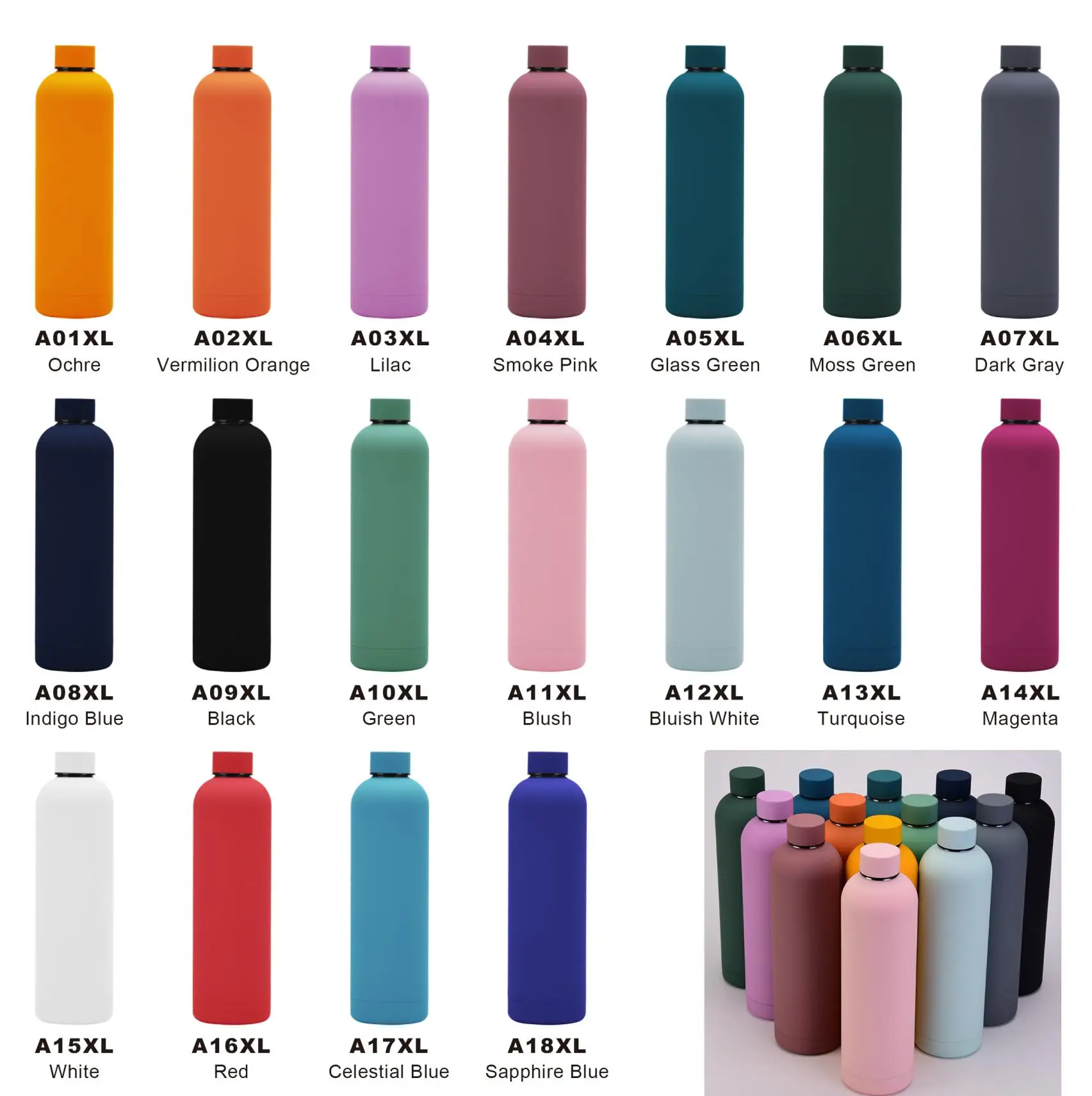 500/750/1000ml Double Wall Stainless Steel Vacuum Cup Water Bottle Thermos  Bottle Keep Hot and Cold Insulated Vacuum Flask Sport