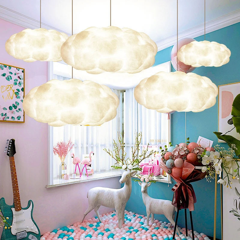 ABRIL-Lustres Brancos Em Forma De Nuvem, Luzes Decorativas De Teto, Adereços De Casamento, Shopping, Iluminação De Área De Boas Vindas