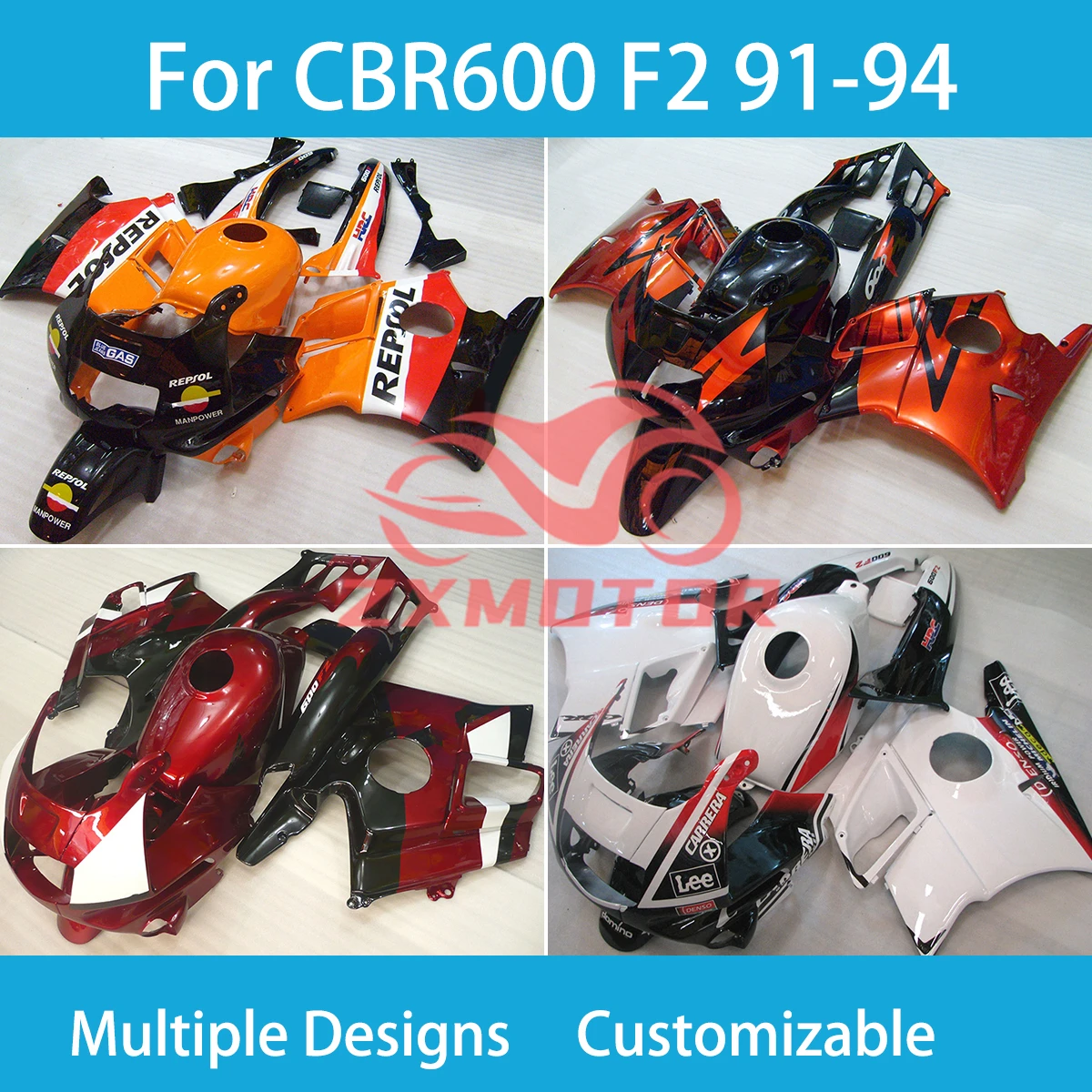 

Комплект обтекателей для Honda CBR600 F2 1991 1992 1993 1994 настраиваемые Обтекатели для мотоциклов CBR 600 F2 91 92 93 94