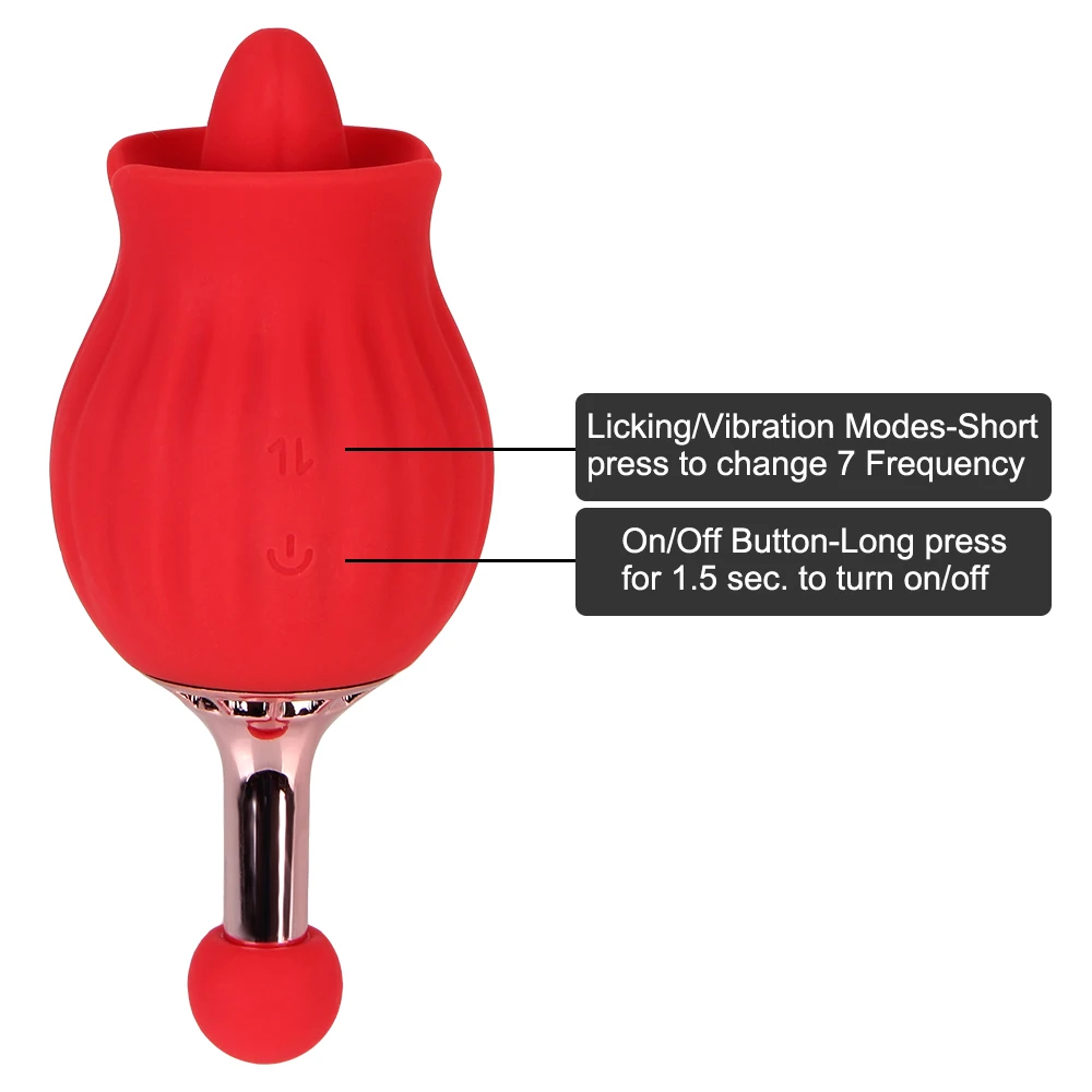 Rose Shape Tongue Licking Vibrator for Women