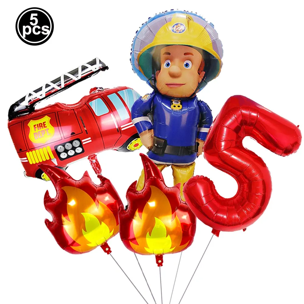 Firefighter Party Decoration Balloon Set - Fire Engine, Airplane & Ambulance Foil Balloons