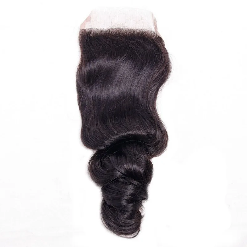 Loose Wave 4x4 Lace Frontal Human Hair Natural Color Brazilian Virgin Hair Transparent Lace Closure For Women Pre-Plucked