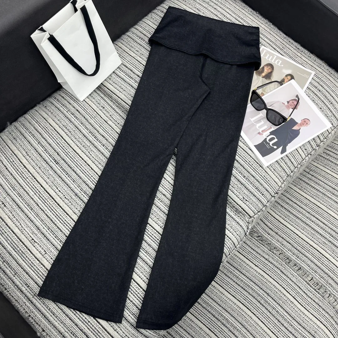 2024 Spring/Summer New Women's Wear Design Sense Bandage Waist Design Bell-Bottom Pants 0409