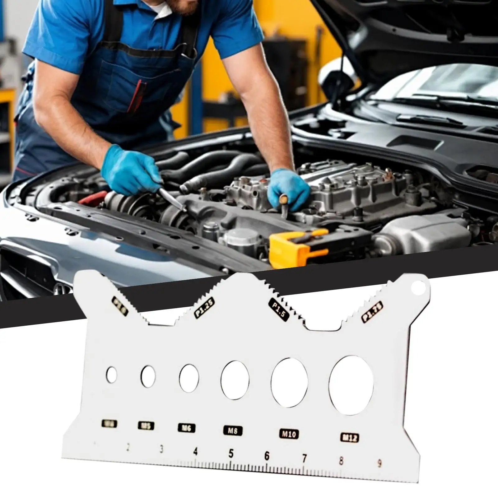 Bolt Gauge Sizing Tool Nut Bolt Thread Gauge Portable Standard Accurate Stainless Double-sided Identifier for Workshop Repair