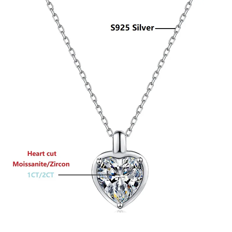 Halaile D Color Moissanite S925 Sterling Silver Love heart Pendant Necklace with GRA Neckchain jewelry Women's Sweet Dainty Gift 4