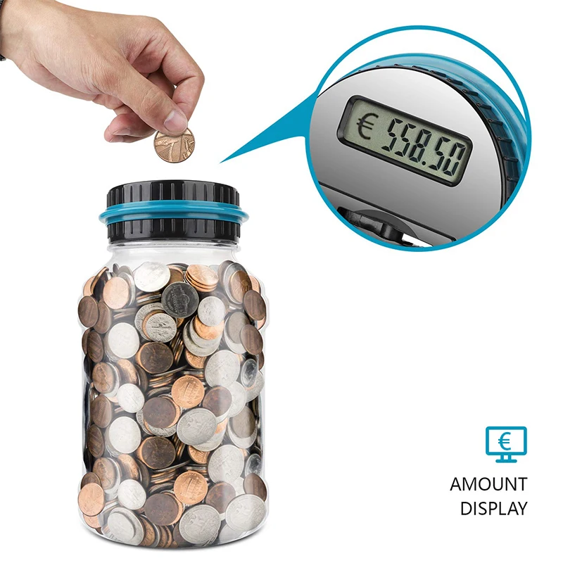 Salvadanaio elettronico di grande capacità Digital LCD Counting Coin  Counter Bank Coin salvadanaio per USD EURO Kids adulti regali - AliExpress