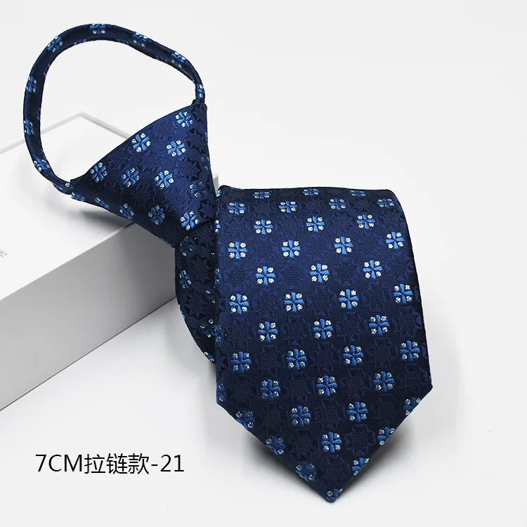 Neue 7 cm Herren-Krawatte, vorgebunden, leicht zu tragen, Business-Hochzeit, Reißverschluss, faul, vorgebunden, koreanischer Stil, gestreift, kariert, solide Krawatte – Detail 26