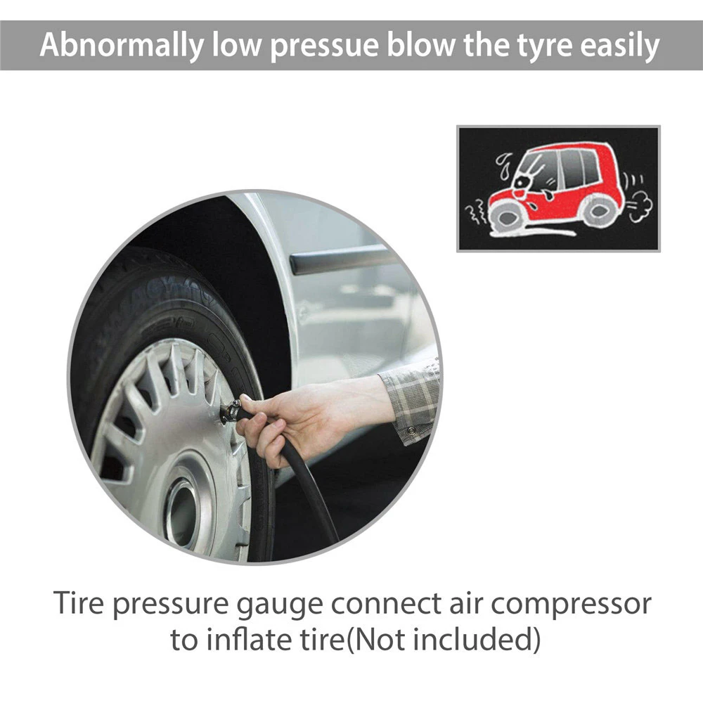 Digital LCD Display Inflation Monitoring Manometer Car EU Tire Air Pressure Inflator Gauge LED Backlight Vehicle Tester