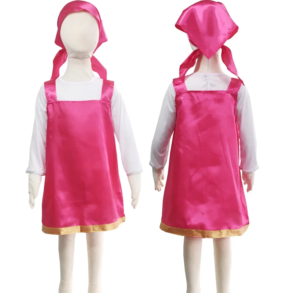 Magic Lolita masha Halloween Masha Cosplay Anime Costume Outfit for Girls Pink Dresses Tshirt  Head Scarf Skirt Set Carnival Dress Up Party - AliExpress
