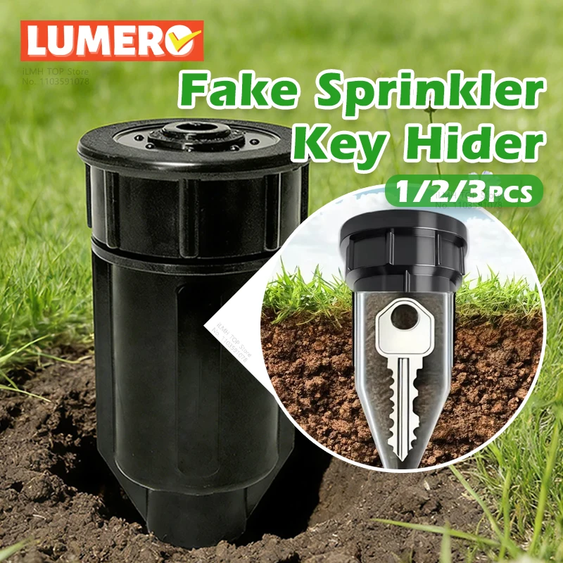 가짜 스프링클러 키 숨김함, 방수 야외 키 보관함, 내구성 있는 플라스틱 정원 비밀 보관함, 비상용 여분 키 보관용