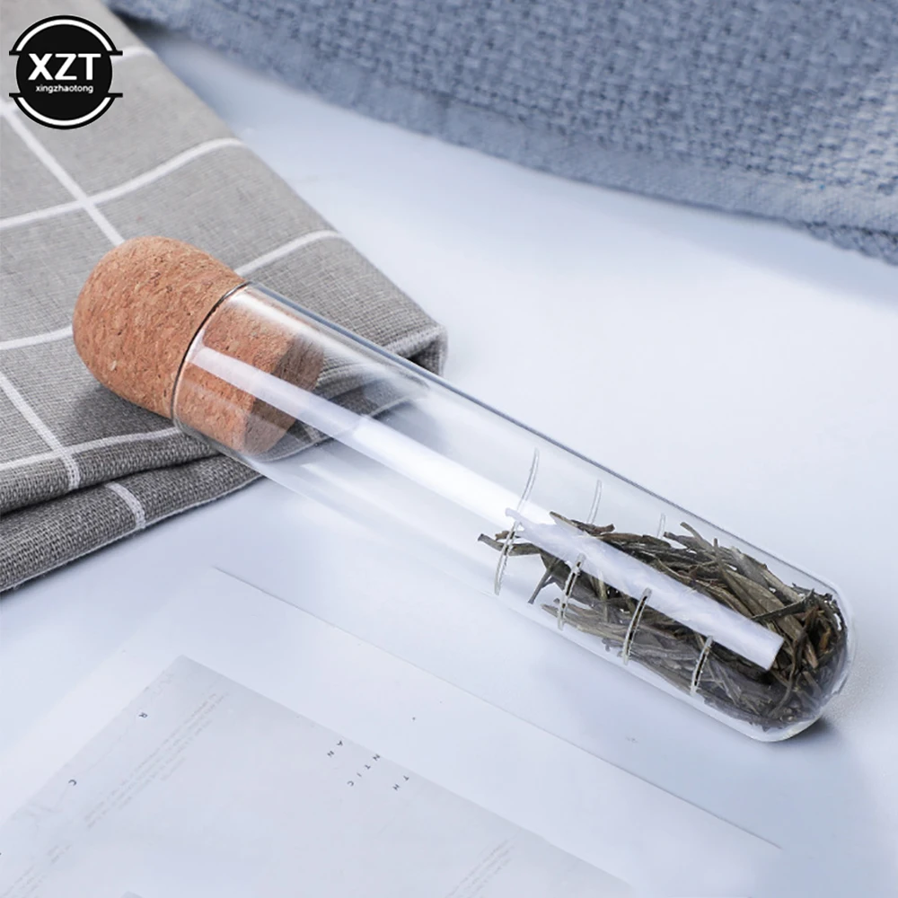 Glass Tea Set Infuser Empty Bottle Mini Transparent Strainer Cork Tube Brewing for Home Party Office