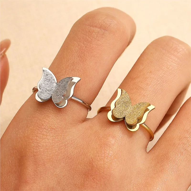 Elegant Double Butterfly Shape Ring for Women Simple Fashion Wedding Rings Jewelry Gifts