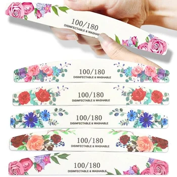 10Pcs Lot Professional Nail Files 100/180 Griting Wood Strong Sandpaper Emery Doub-Sided Nails Buffer Block File Art Nail Tools 2