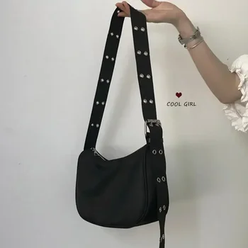 Women Armpit Bag New Nylon Bucket Fashion Solid Zipper SOFT Shoulder Bag Purses