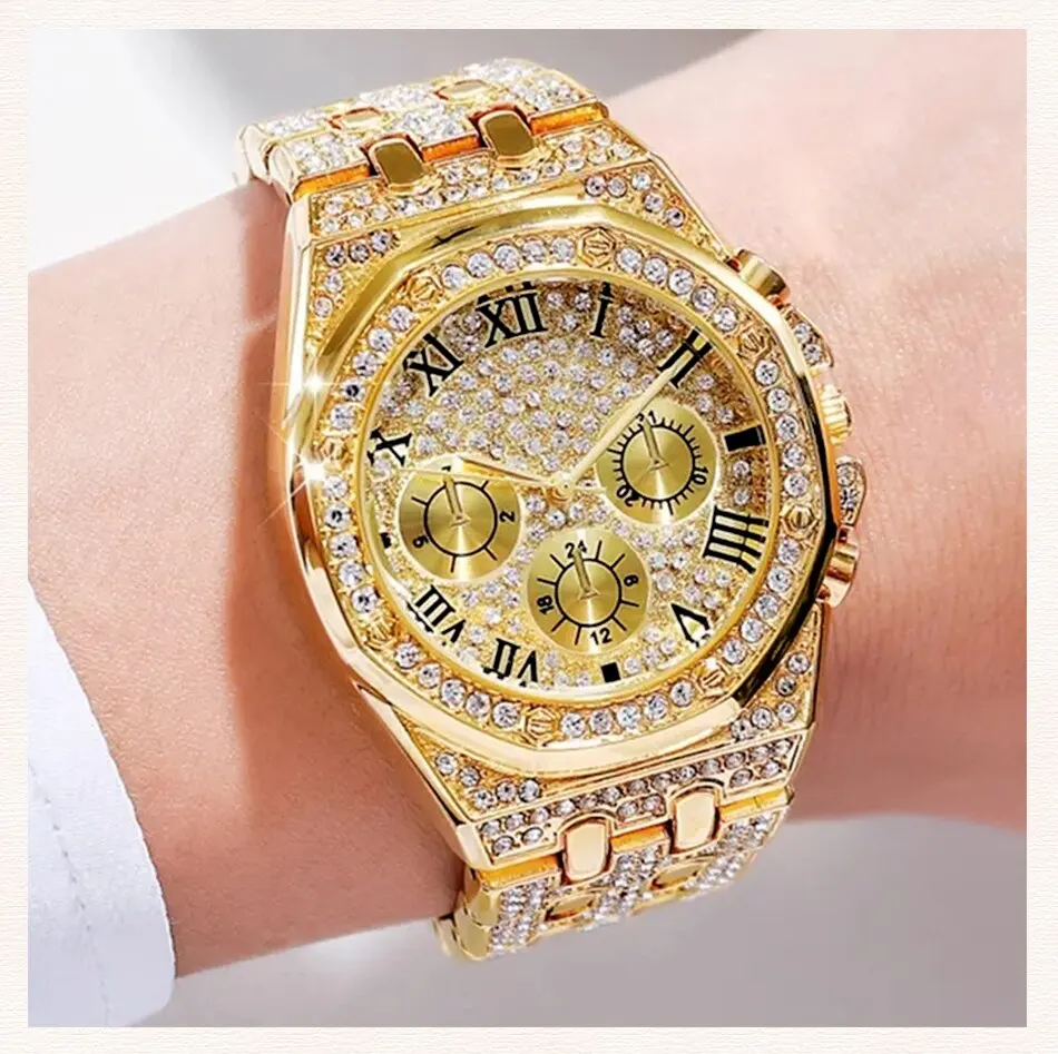 S347d48fa7ccf4b779f1595e02b6364dcr Diamond Women Watches Gold Watch Ladies Wrist Watches Luxury Brand Rhinestone Womens Bracelet Watches Female Relogio Mallzona