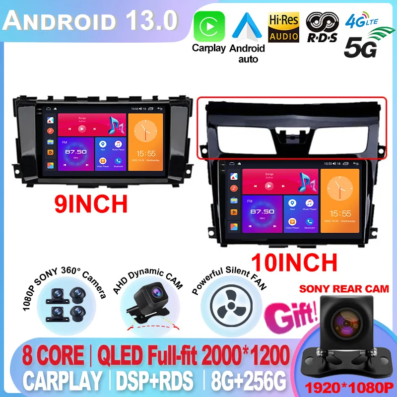 

For Nissan Teana 3 Altima 5 L33 2013 - 2020 Video Player Navigation GPS Car Radio Multimedia Android 13 WIFI Touch Screen 9 10"