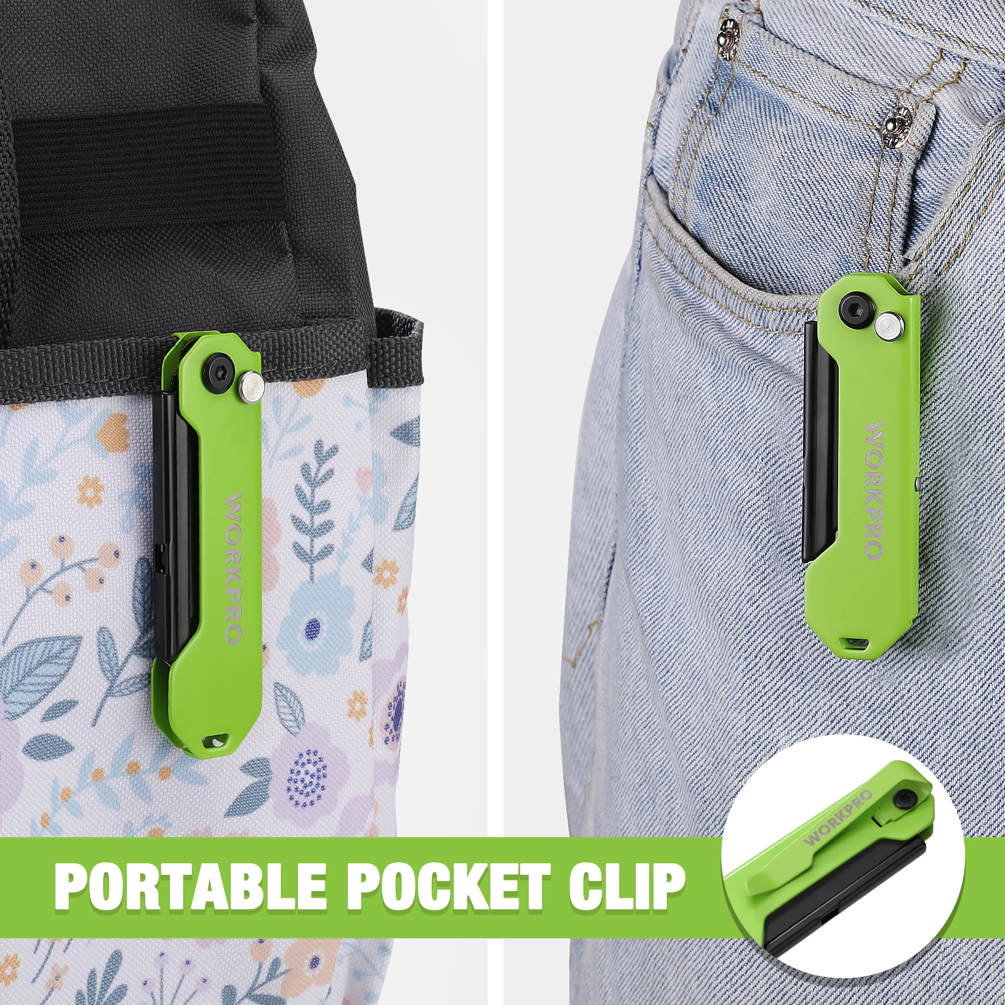 WORKPRO 3-Pack Folding Utility Knife Razor Blade Knife Quick Change Blade Box Cutter EDC Pocket Knife with Belt Clip folding utility knife