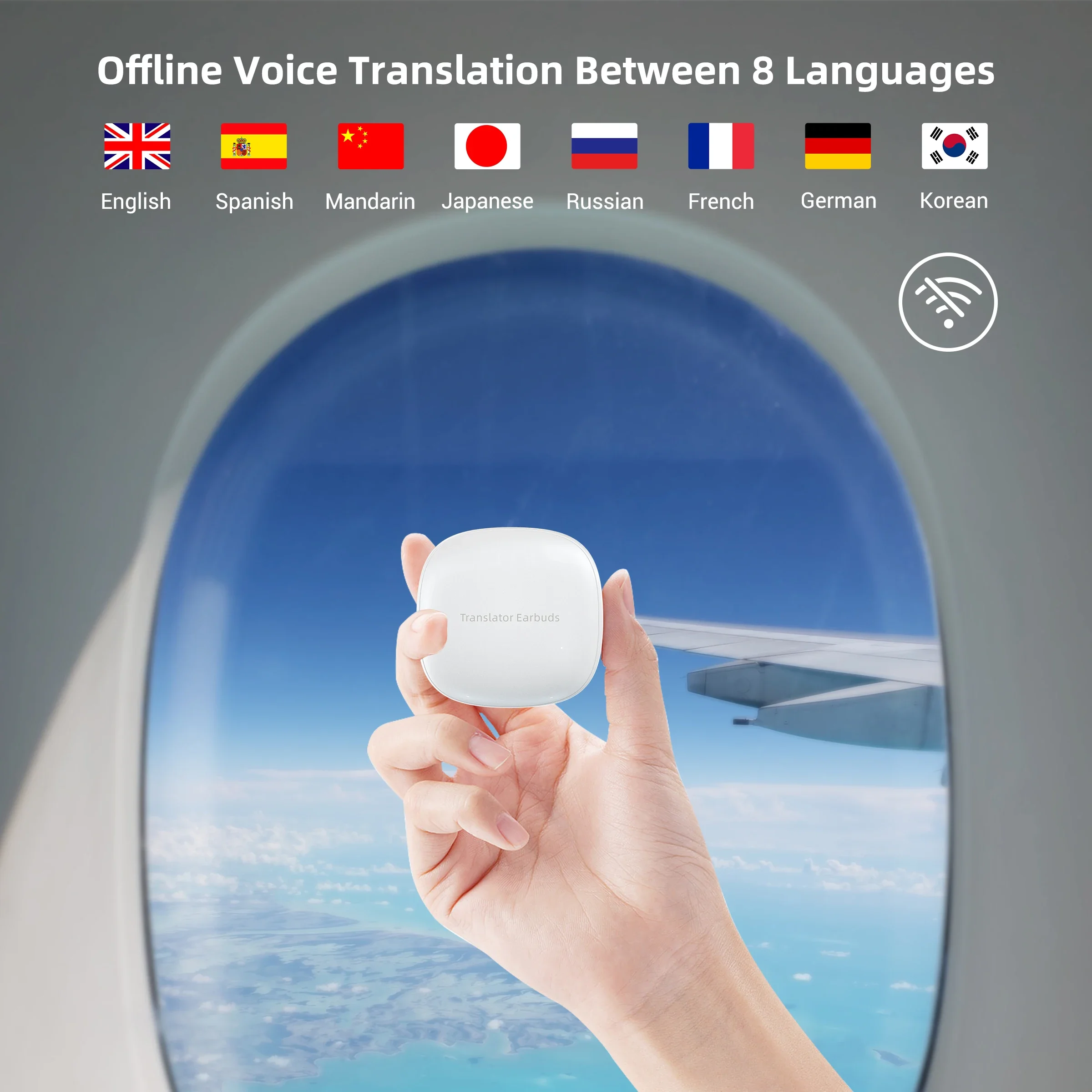 M3 Voice Translator Earbuds Supports 144 Languages Wireless Bluetooth Headset