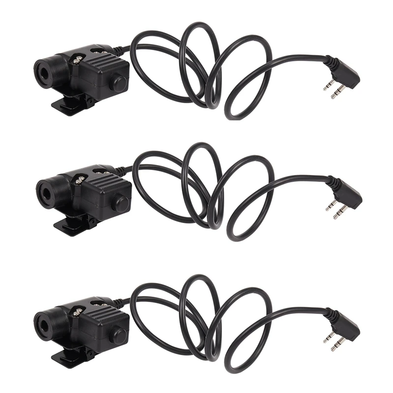 

3X U94 PTT Cable For Z Tactical Bowman Elite II HD01 HD02 HD03 Headphone For Kenwood's UV-5R UV-GT-Retevis Ham Radio