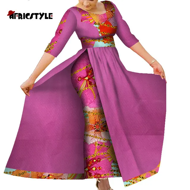 African Women's Dress Bazin Riche Traditional Ankara Print Lady Dress with Skin Fashion Robe Afrcaine Femme Lady Evening Gowns 16