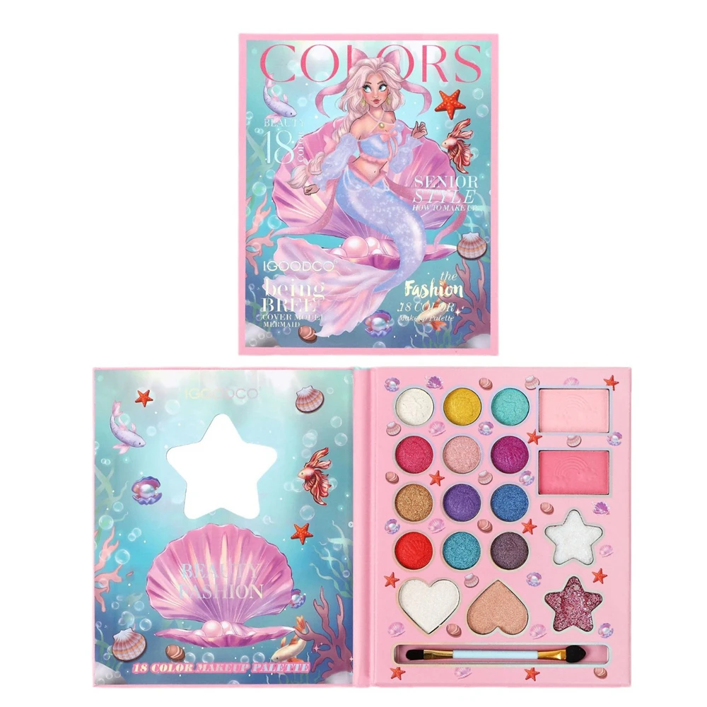 Eye Shadow Eyeshadow Stick Eye Shadow Plate 18 Colors Mermaid Princess Matte Eyeshadow Palette with Powder Puff Stick Glitter Blush Eye Shadow Makeup for Stage Performance