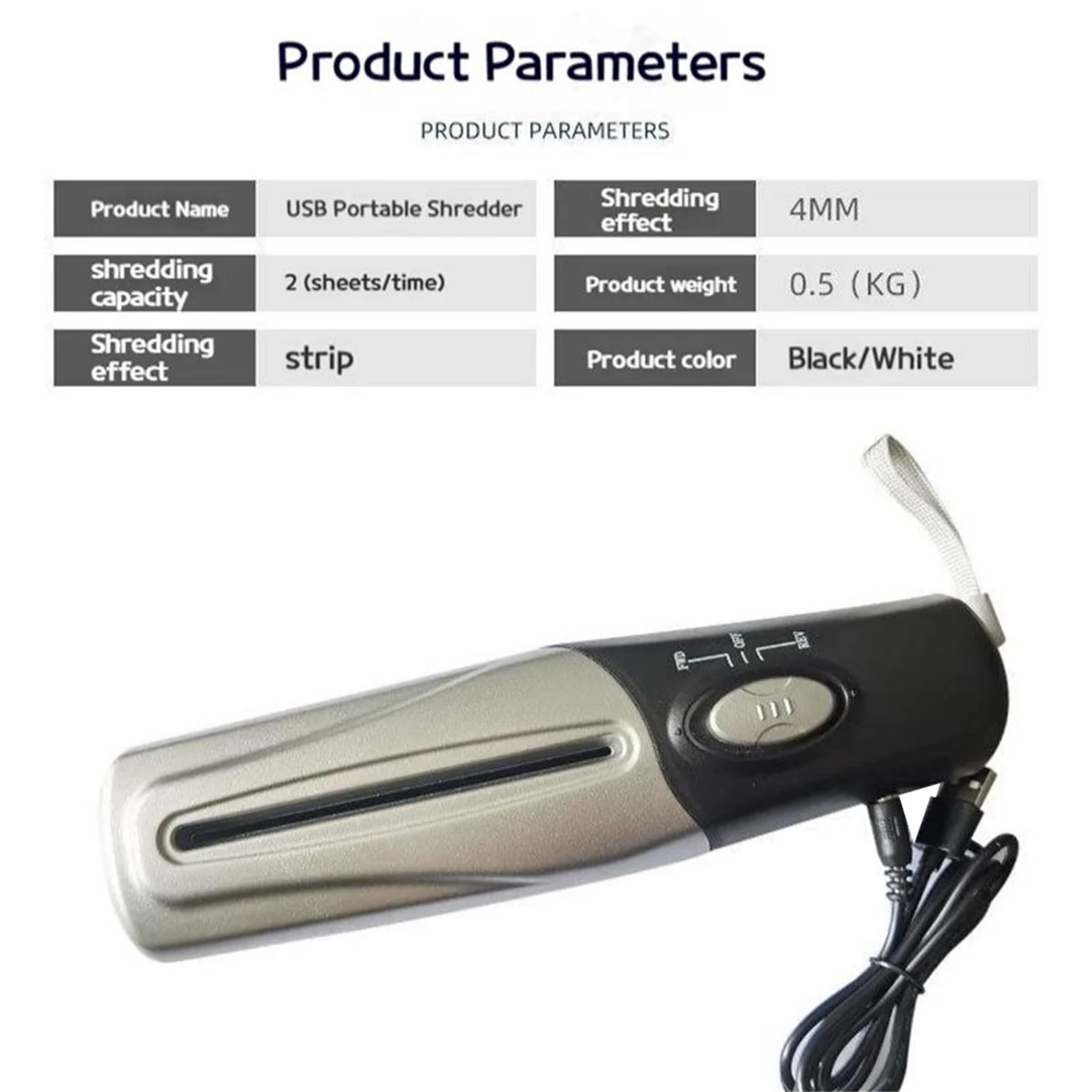 Trituradora De Papel Mini USB - Portátil, 4 Mm De Corte, Para A4 Y A6, Funciona Con Pilas O Cable