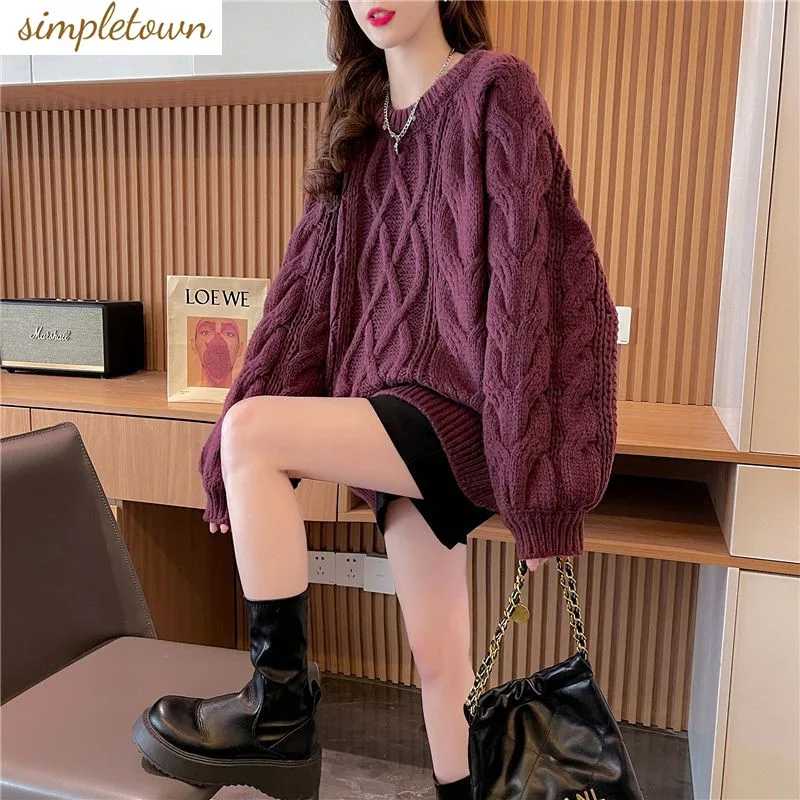 

Thickened and Loose Lazy Sweater for Women's 2023 New Autumn Age Reducing Retro Hong Kong Style Knitted Sweater