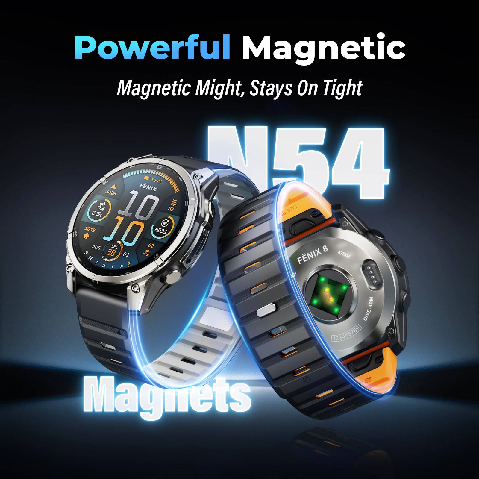 Magnetic Silicone QuickFit Watch Strap - 26mm/22mm Adjustable Band