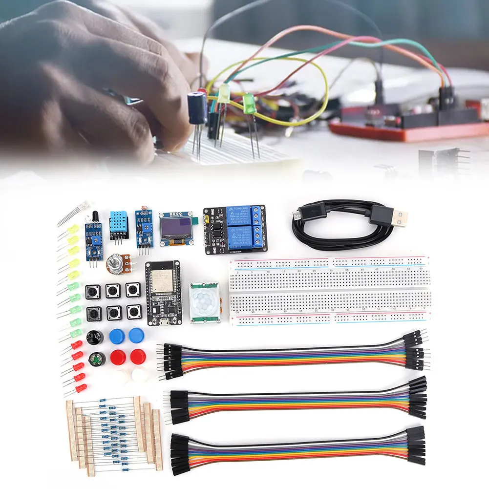 Basic Starter Kit for ESP32 ESP-32S WIFI I OT Development Board DIY Starter Kit 0.96 Inch Oled Photoresistor Module for Arduino