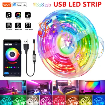 드림 컬러 RGB IC LED 스트립 조명, 투야 앱, DIY 한 줄 여러 색상, LED 조명, 게임 룸용 음악 동기화, 할로윈