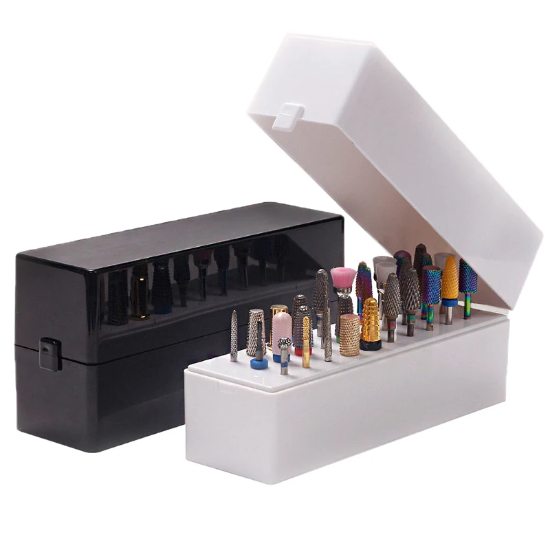 

30 Holes Nail Art Drill Storage Box Grinding Polish Head Bit Holder Display Nail Drill Bits Organizer Nail Stand Manicure Tool