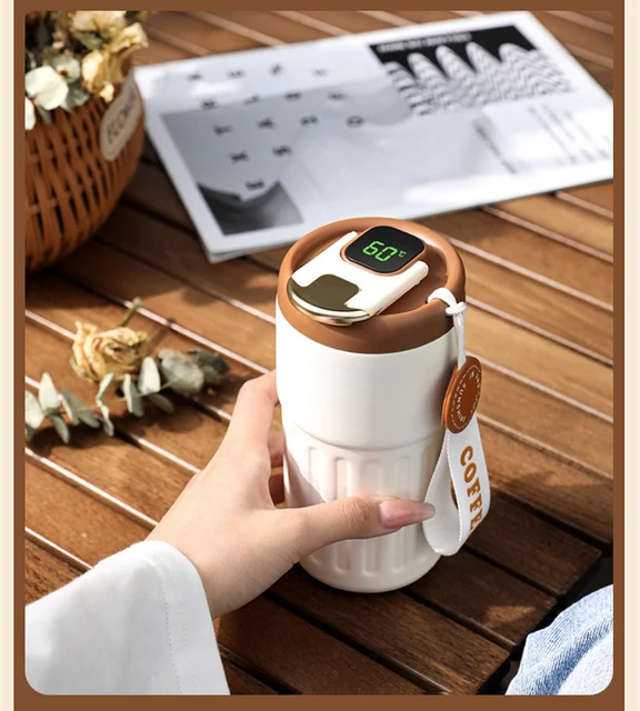 Coffee Thermos Cup Men's And Women's Fashion Portable Coffee Mug 450 ML  Intelligent Digital Display Temperature Tea Thermos - AliExpress