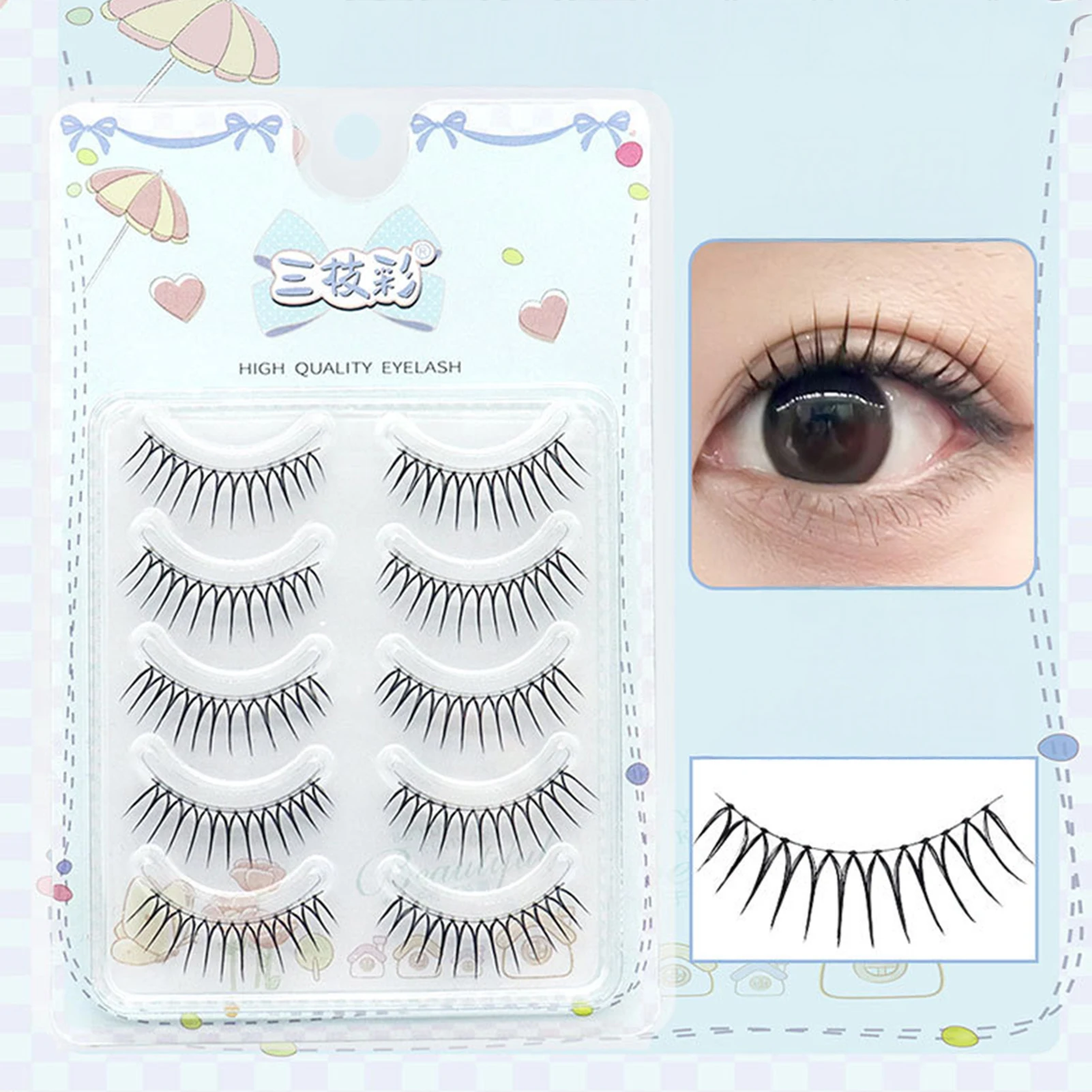 False Eyelashes U Shape Full Strip Lashes for Woman Black False Eyelashes for Enlarging Your Eyes Naturally Makeup Tools