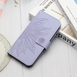 3D Sunflower Leather Wallet Phone Book Case for Realme V23 (PURPLE)