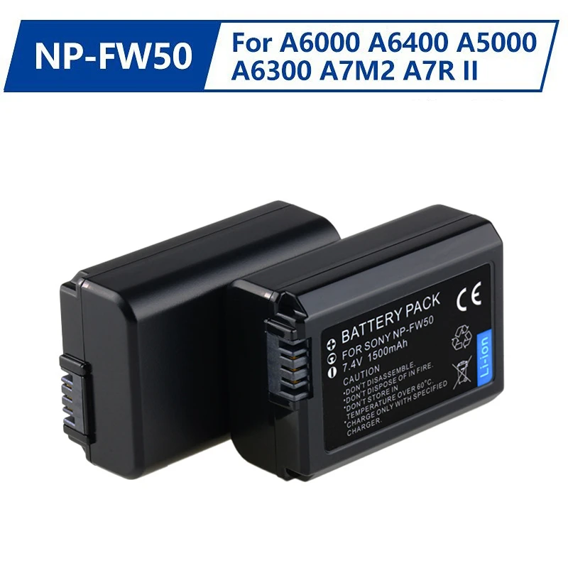 Batteria Sostitutiva Sony Np-Fw50 Per Sony A6000 Avi 6000 A6400 A5000 A6300 A7M2 A7R Ii 1500Mah Batteria Ricaricabile Camere