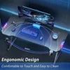 40 INCH Gaming Desk with LED Lights, Home Office Gamer Desk, Ergonomic Computer Table with Large Carbon Fiber Desktop 4
