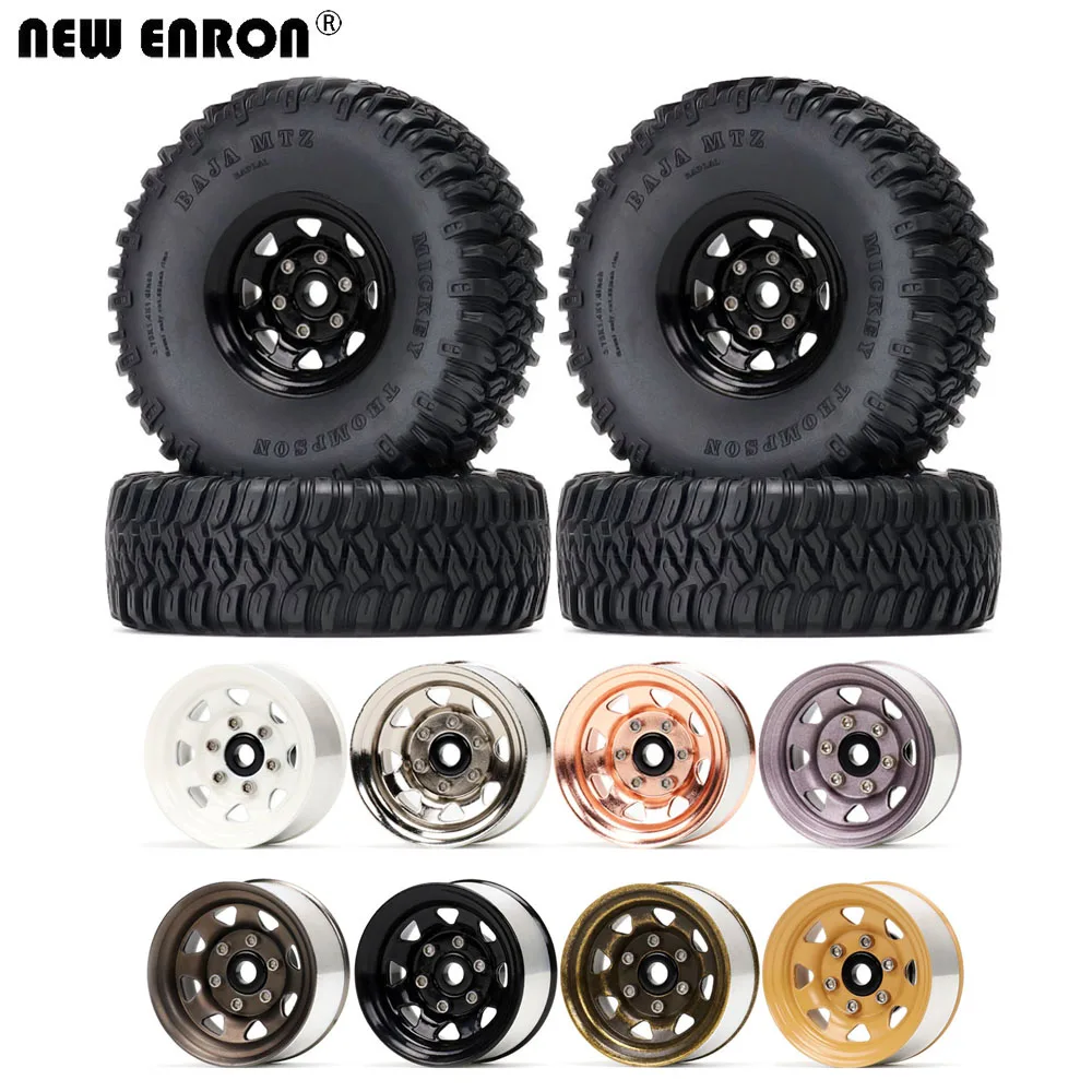 Legierung 1,55" Beadlock Felgen & 95mm Gummireifen für RC 1/10 Rock Crawler D90 TF2 CC01 LC70 JIMNY Axial 90069