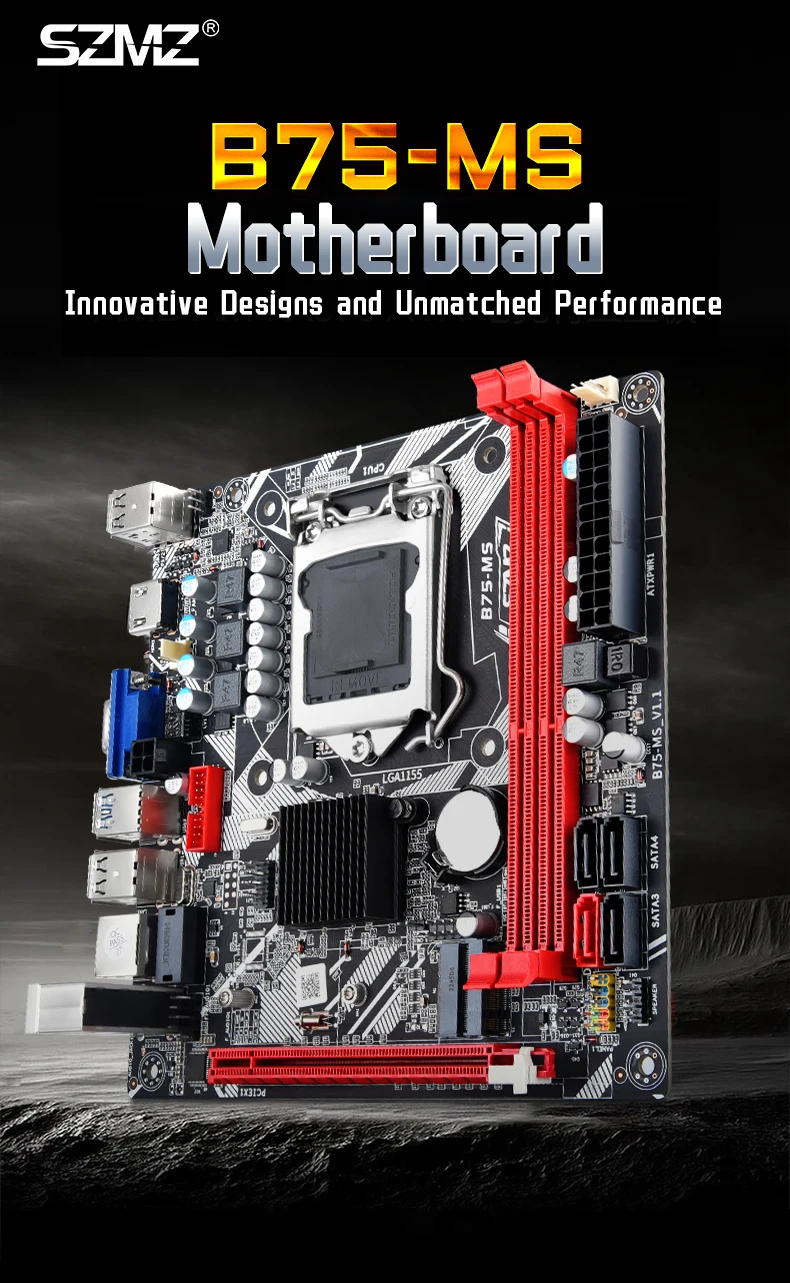 SZMZ B75-MS Motherboard Kit with Core i3 2130 processor supports NVME M ...
