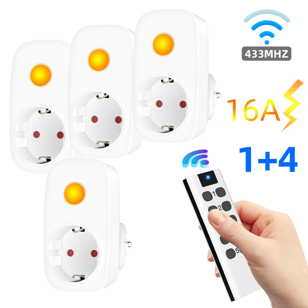 433Mhz Universal Remote Control EU French Smart Socket Power Plug Wireless  RF Switch Programmable Light Outlets Home Assistant