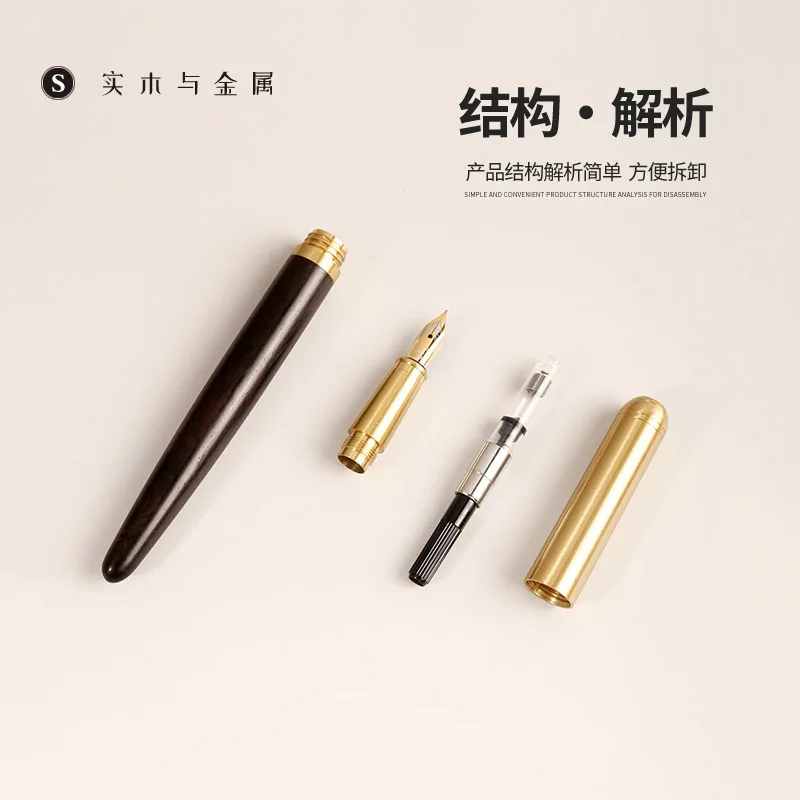 luxury Quality brand Red wood Fountain Pen brass Copper Calligraphy Golden M Nib INK pen Business Office school supplies 03839