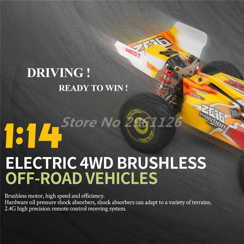 High Strength Aluminum Alloy Rmeote Control Car 1:14 90KM/H 4WD Hydraulic Shock Absorber High Speed Brushless Motor RC Car Toy 4
