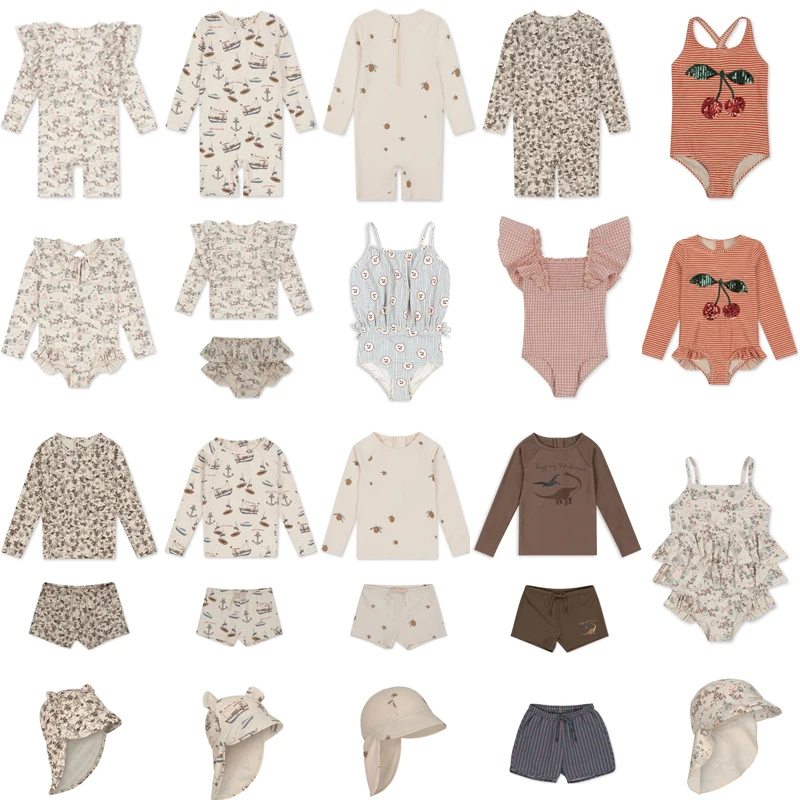 

24ss Kids Swimwear Sets KS Brand Boys Girls Cute Cartton Print Swimsuits Baby Child Fashion Outwear Bikini Sets Clothing