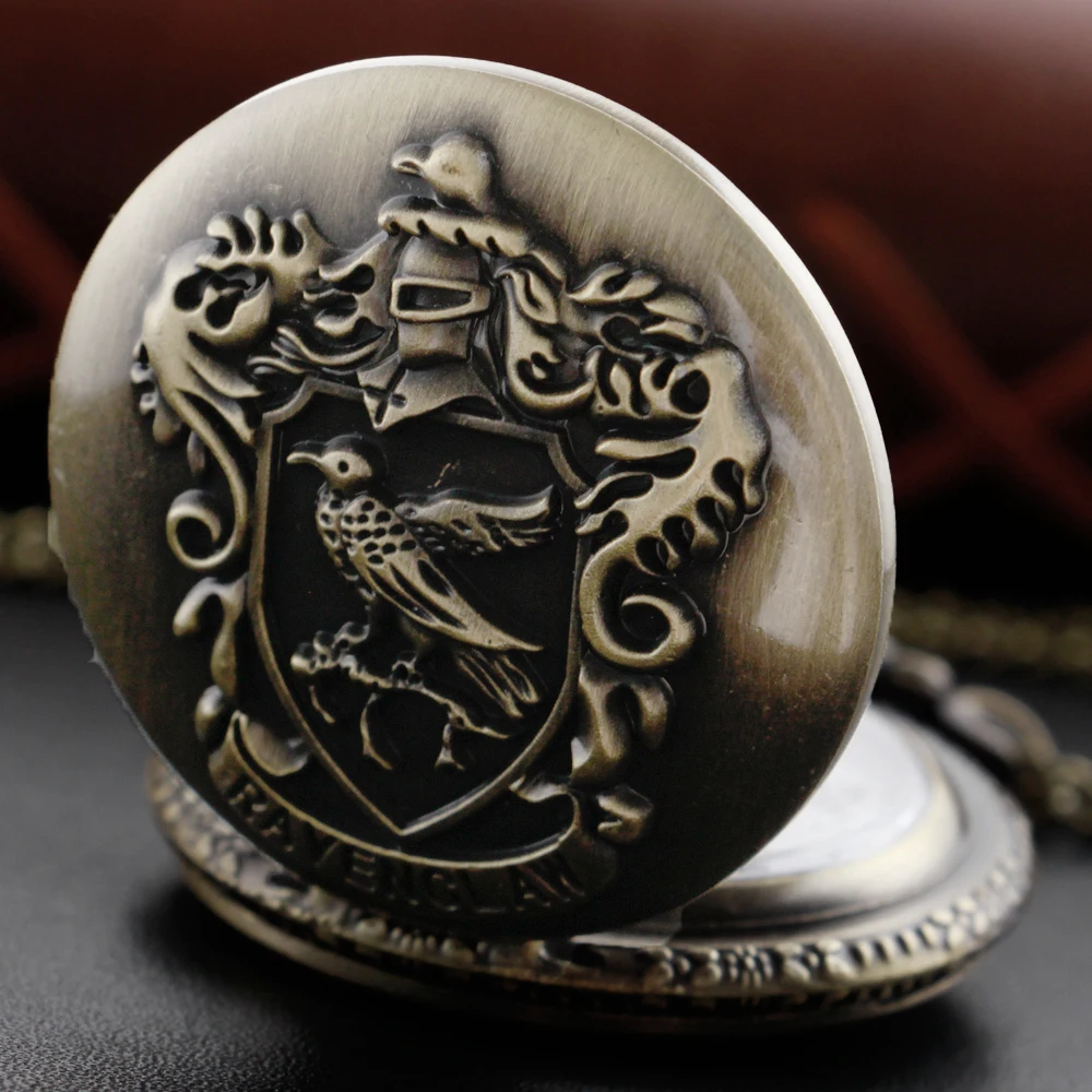 Vintage Wizardry School Pocket Watch Digital Pendant Chain Clock for Women and Men
