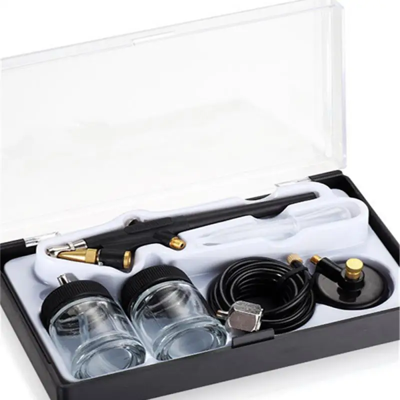 

Airbrush Kit Mini Single Action Air Brush Set Siphon Feed 0.8mm Paint Spray Gun w/ Hose 22cc Fluid Cups for Makeup Hobby