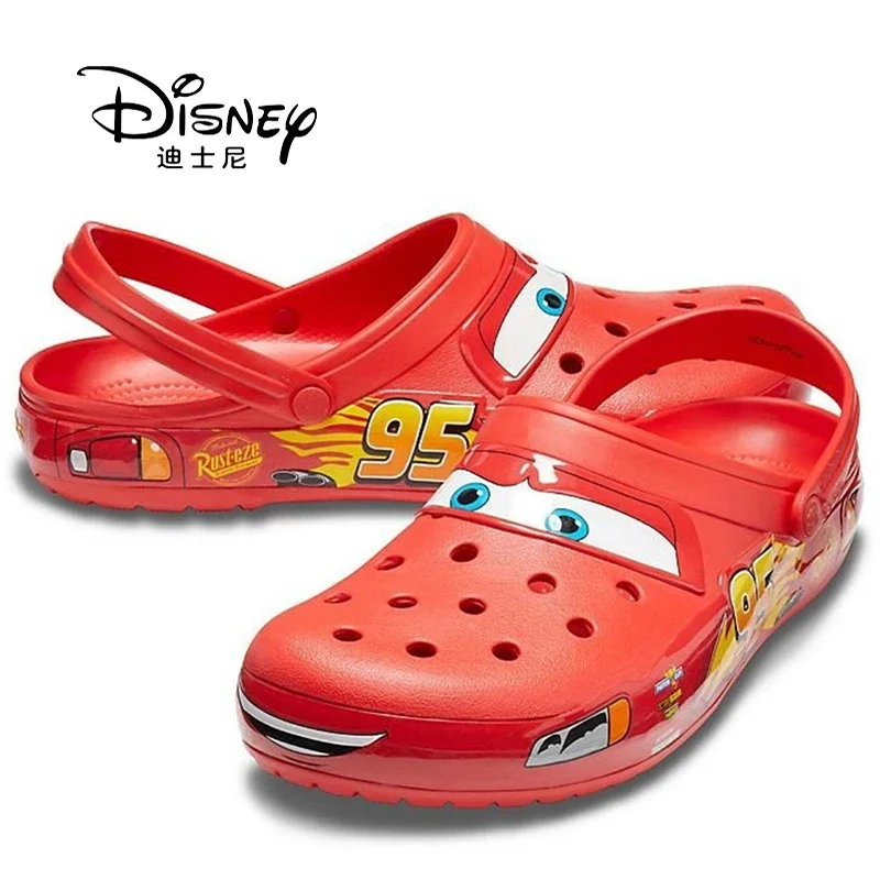

Disney Lightninged Mcqueens Pixar Cartoon Solid Waterproof Slippers Outdoor Sandals Casual Breathable Ankle-wrap Eva Shoes Gift