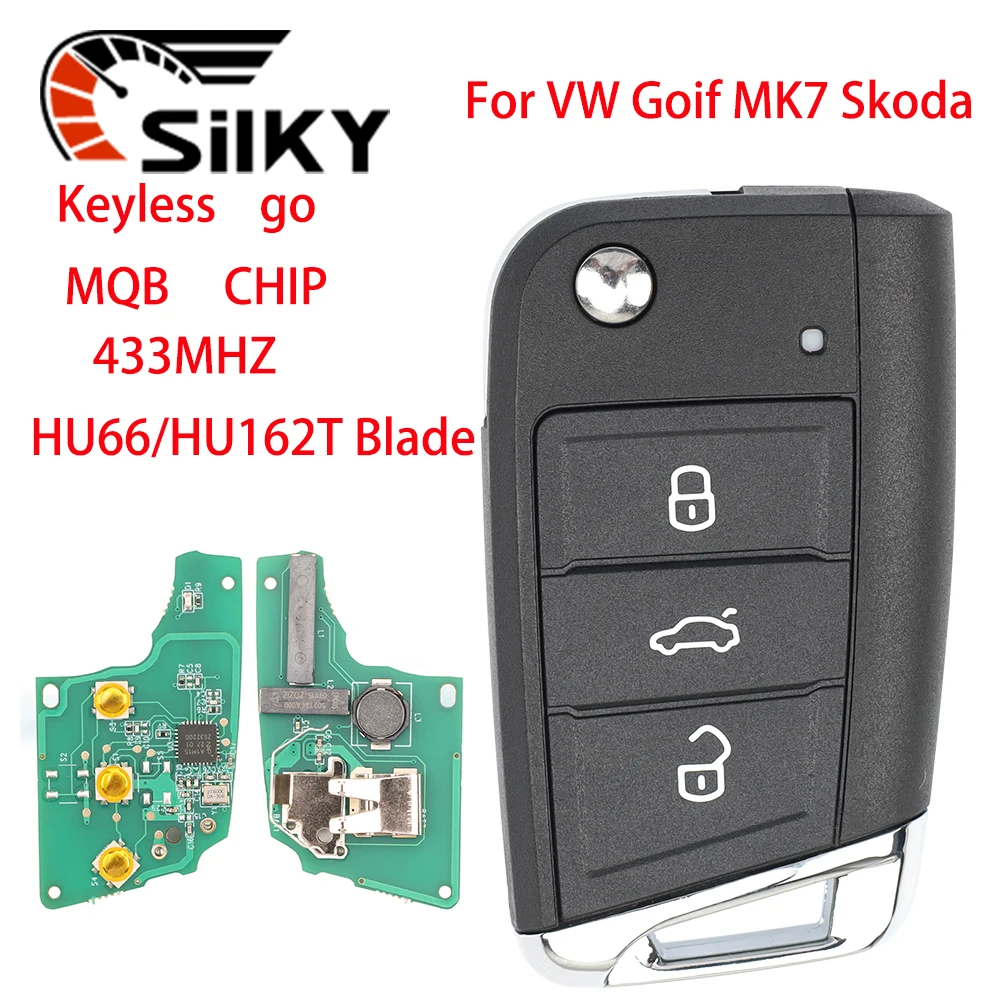 SilKY รถรีโมทคีย์ 433MHz MQB48Chip สําหรับ VW Seat Golf 7 MK7 Tiguan Touran POLO สําหรับ Skoda Octavia A7 5G6959752AB/BB 6V0959752D