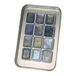 Pearlescent Watercolor Paint Set with Gold Powder - 12 Vibrant Colors for Artists and Beginners (Dark night iceland)