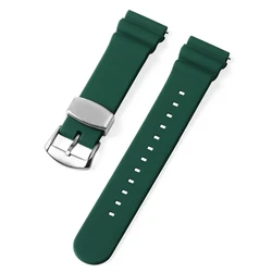 Waterproof Silicone Diving Watch Band with Metal Ring - 20mm/22mm - 22mm (Green - Metal - SV)