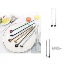 

2Pcs Straw Spoon Durable Thicker Convenient Tea Spoon With Straw for Milk Stirring Spoon Stirring Straw Spoon